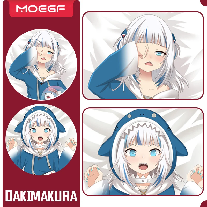 VTuber Gawr Gura AI Dakimakura Anime Hugging Body Pillow Cover Case