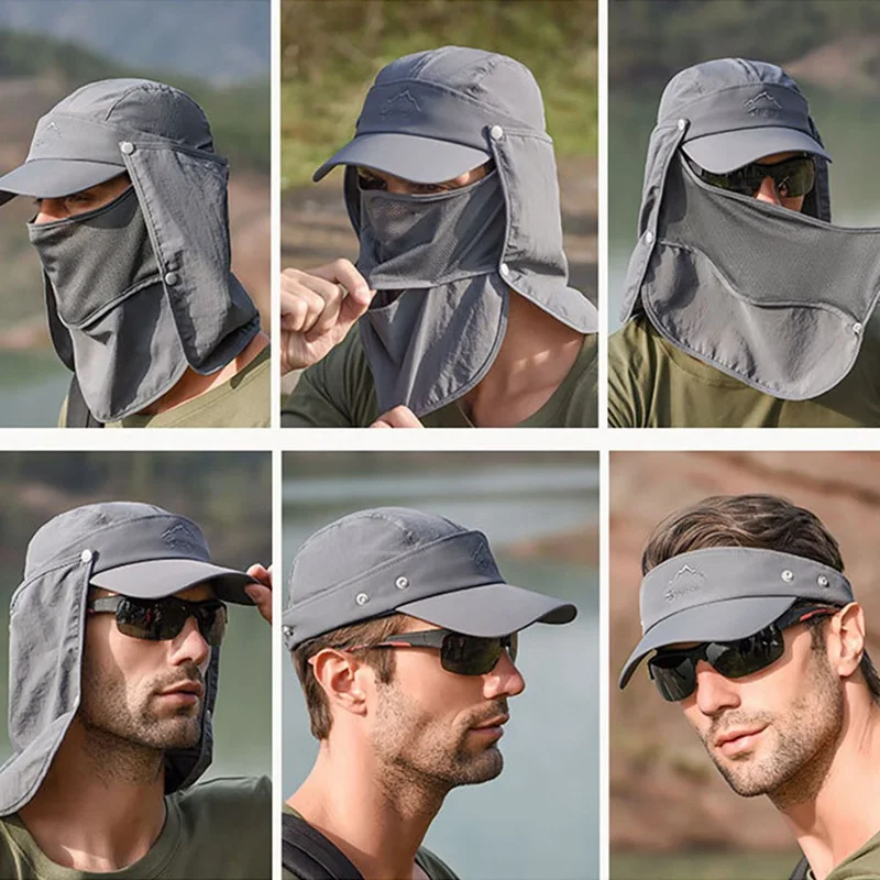 

Outdoor Visor Breathable Hat Fishing Sun Protect Cap Flap Hat 360 Degree UV Protection Face Neck Cover Wide Brim Buckle
