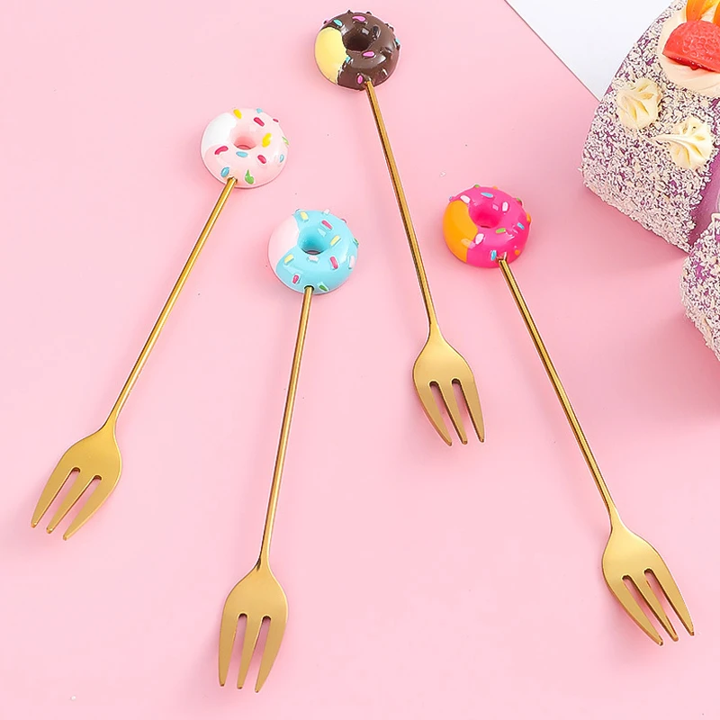 TSWRK 8 Pièces Set Cuillères à Café & Fourchettes à Dessert En Acier Inoxydable Doré - Parfait Pour Fêtes, Mariages Et Cuisine Quotidienne