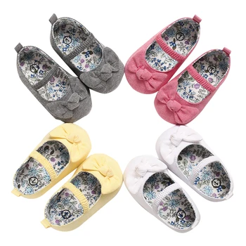 

Baby Girl Princess Dress Shoes Soft Sole Bowknot Flats Anti-Slip Christening Baptism Crib Shoes