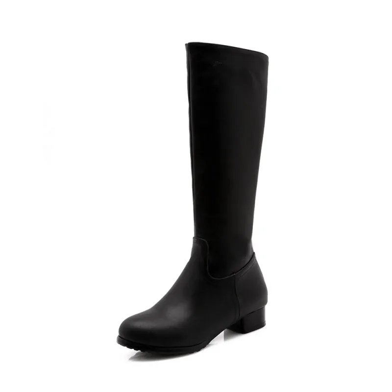 New Women's Fashion Dress High Heel Zipper Mid Calf Knee High Boots Size 6-11