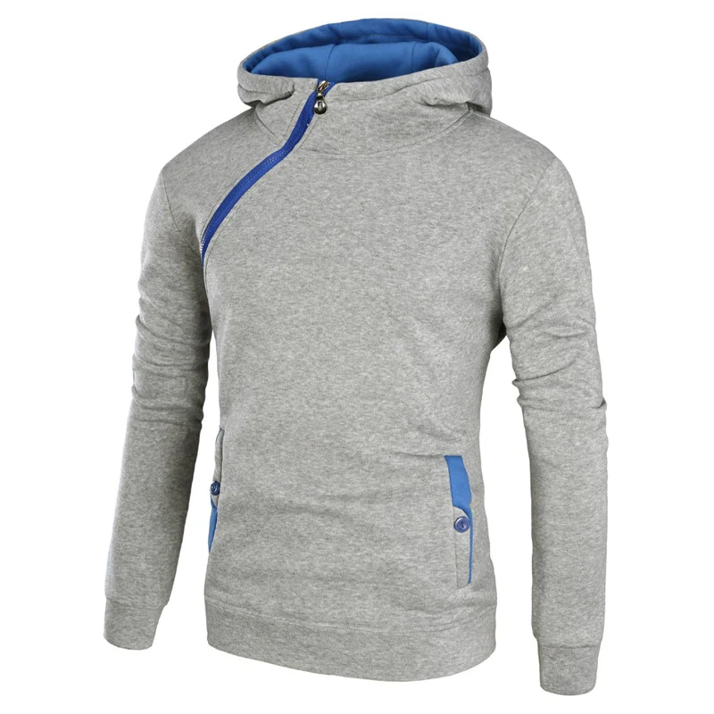 Мужская толстовка с капюшоном на молнии длинным рукавом|oblique zipper hoodie|mens hooded