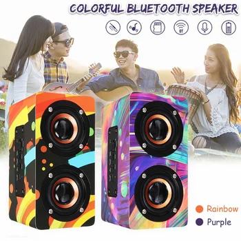 

10W Wood Wireless bluetooth Speaker Portable Outdoor Loudspeaker Mini Column 3D Stereo Music Surround Support FM TFCard Bass Box