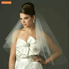 Классическая белая короткая вуаль, 75 см, мягкий тюль, Дешевые Свадебные вуали, срезанные края, современные, цвета слоновой кости, вуаль невесты с гребнем, свадебные аксессуары