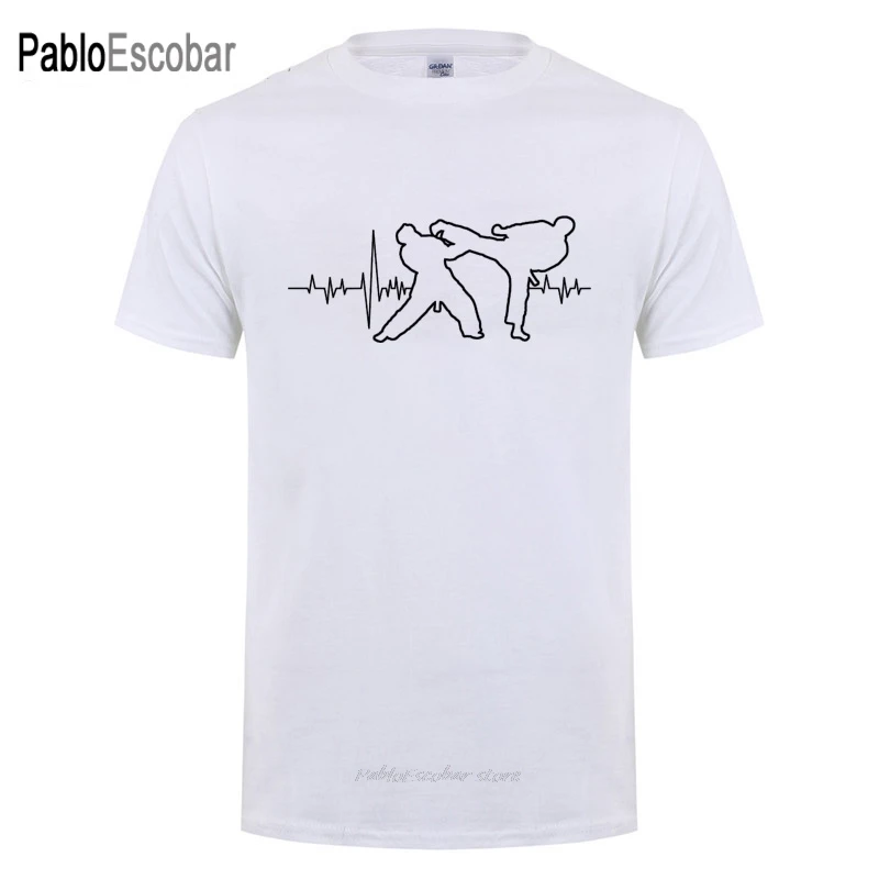 Taekwondo Heartbeat We Love Gift T-Shirt For Men Adult Plus Size Short Sleeve Korea Kong Fu Kickboxing Karate T Shirts | Мужская одежда