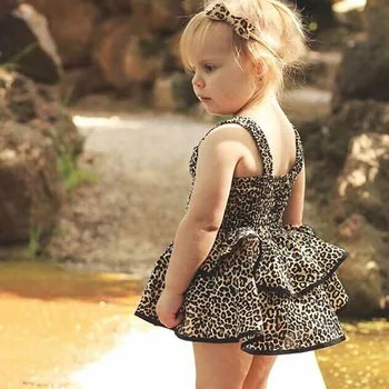 

Toddler Girl Summer Dresses Leopard Print Clothes For Girl Dress 1-4 Years Sleeveless Layered Baby Girl Dress vestidos de verano