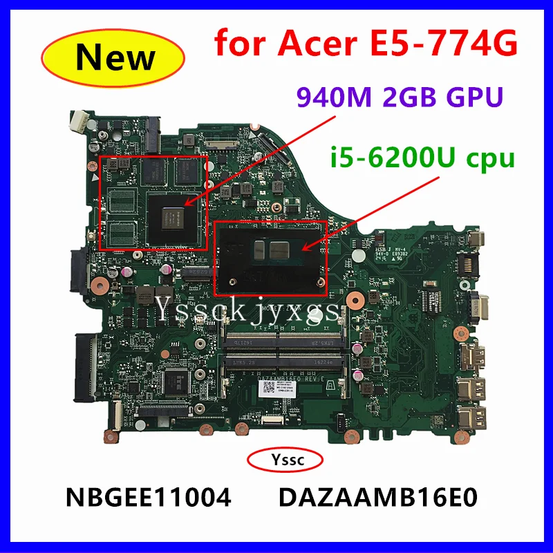Новый DAZAAMB16E0 материнская плата для Acer Aspire E5-774G ноутбука NBGEE11004 (с i5-6200U процессор + 940