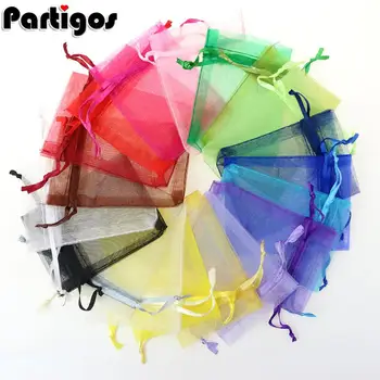 

50pcs 7x9 9x12 CM Organza Bags Jewelry Packaging Bags Wedding Party Decoration Drawable Bags Gift Pouches 20 colors