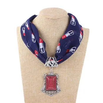 

2020 Fashion Jewelry Statement Necklace chiffon Pendant Scarf Women Bohemia Neckerchief Foulard Femme Accessories Hijab Stores