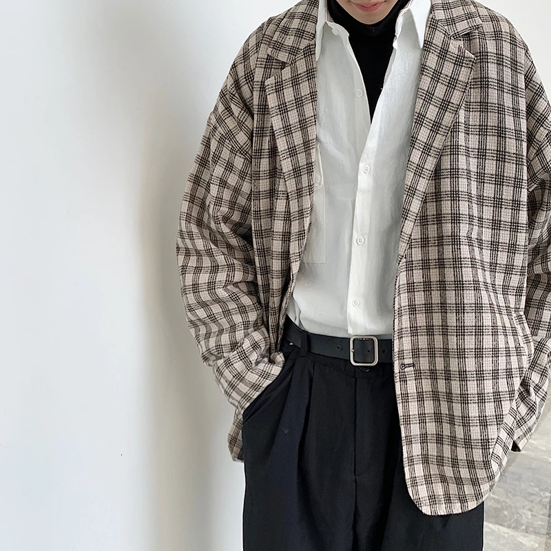 New fall 2019 slim plaid printed long-sleeve suit loose and versatile casual lapel fashion personality youth men's wear New fall 2019 slim plaid printed long-sleeve suit loose and versatile casual lapel fashion personality youth men's wear
