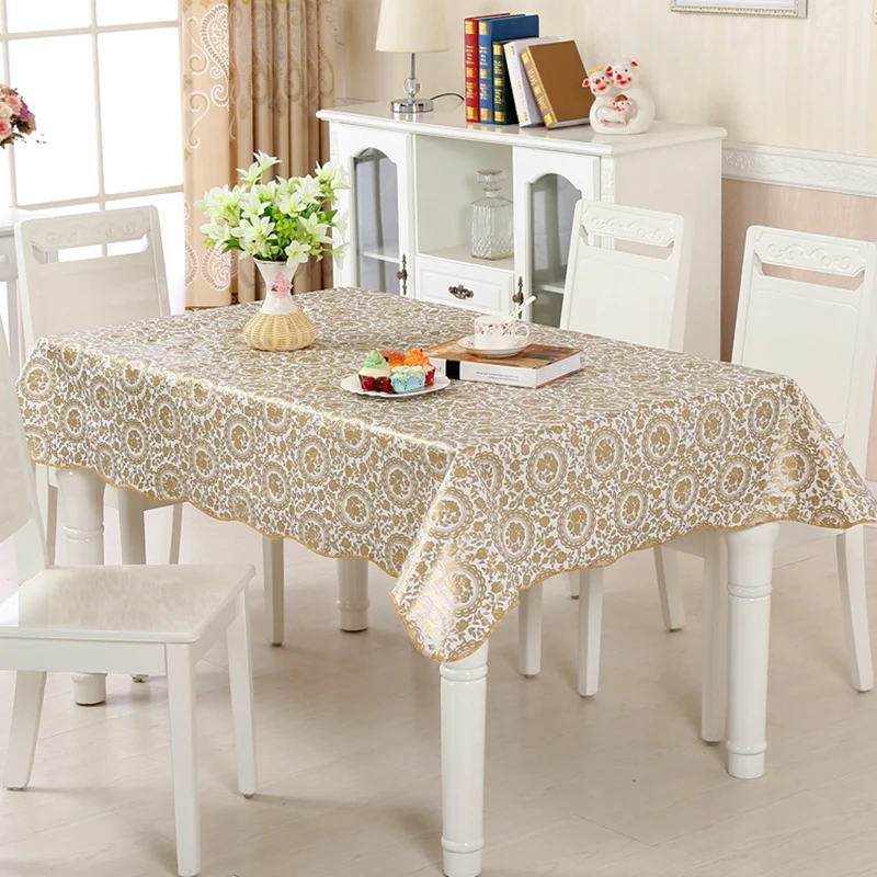 Desk-Cover Tablecloths Kitchen Waterproof Rectangular Golden Stain on