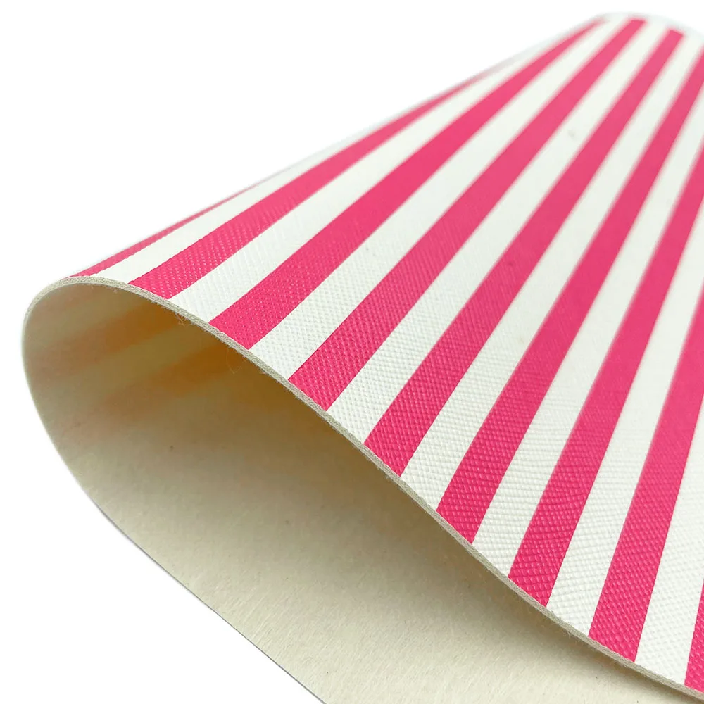 Zebra Crossing Stripe Candy Colour PVC Vinyl PU Leatherette Sewing Fabric Faux Leather DIY Craft Bow Making Material Roll Sheet