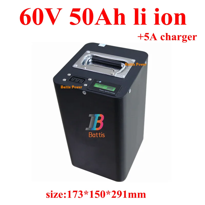Литиево-ионная 60V 50Ah литий-ионный аккумулятор с BMS для 3000 Вт 3600 Вт мотор гольф-кары трехколесный самокат Мотоцикл Велосипед+ 5A зарядное устройство