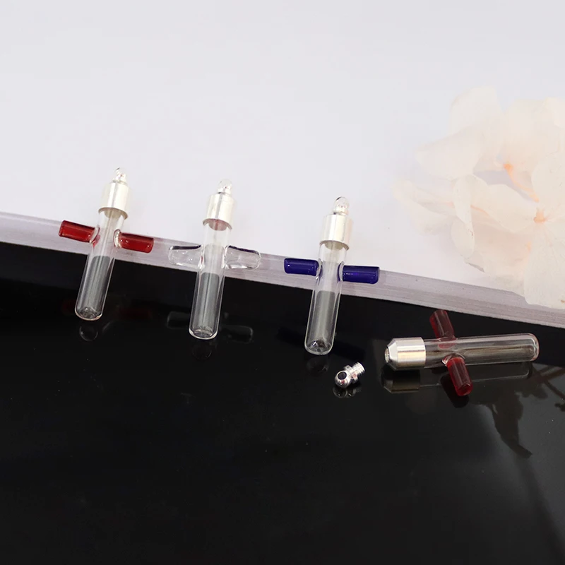 

6PCS 6MM Cross Shape Glass vial Pendant with Screw Cap Name on Rice Miniature Wishing Bottle Oil Charm Jewelry Making