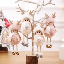 Рождественские елочные украшения милые розовые белые шелковые плюшевые куклы ангела подвесные рождественские украшения для дома Рождественский подарок на год