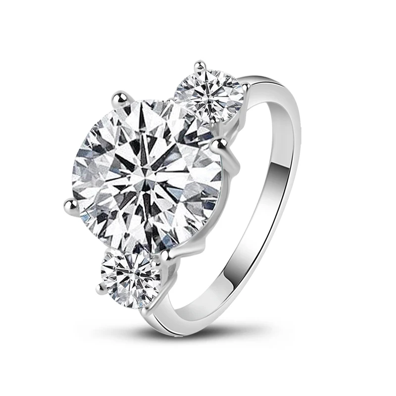 QYI 5 ct классические обручальные кольца 925 пробы серебряные круглые Sona Имитация