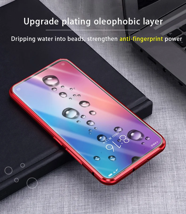 Металлический магнитный чехол + Магнитный из закаленного стекла для Samsung Note 8 9 S8 S8P