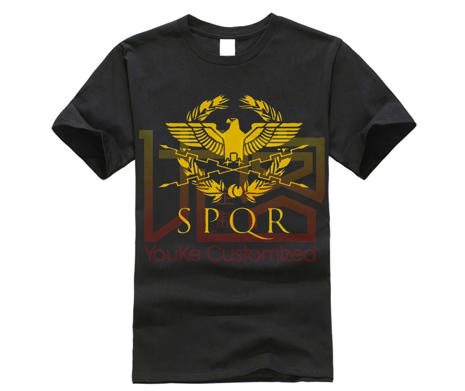 

SPQR Roman Gladiator Imperial Golden Eagle T-Shirt Mens Casual Short O-Neck T Shirt Harajuku Tops Tees Shirt