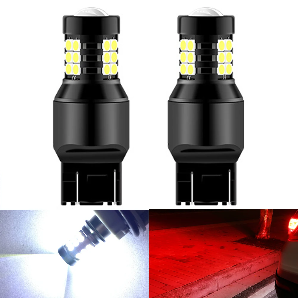 2 Pezzi 3157 P27/7W T20 W21/5W 7443 Led Canbus 7443 1157 Bay15D P21/5W Led Drl Freno Di Coda Automatico Lampada Di Guida Led Car Light Bianco Rosso