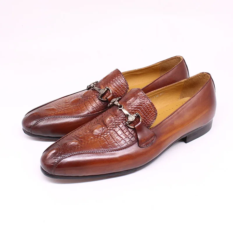 

Handmade Italian Shoes Loafer Slip On Leather Classic Shoe Party Dress Wear Casual Low Heels Size 12 Brown Shoe for 2020 Summer