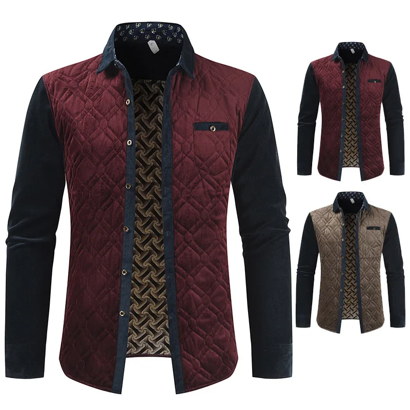 Осень и зима новое поступление мужская теплая рубашка Толстая Мужская рубашка для среднего возраста тонкая куртка кардиган рубашка