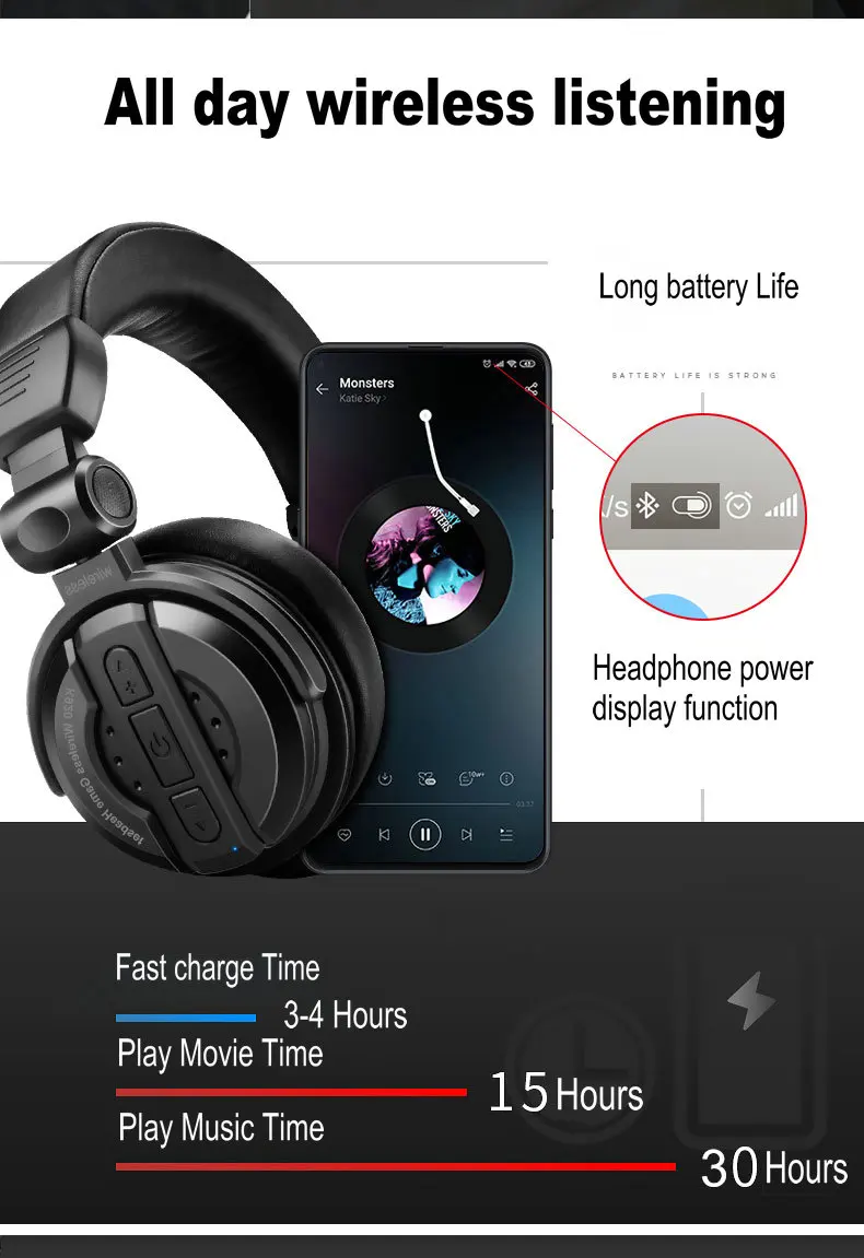 30 часов воспроизведения настоящие беспроводные наушники 3D стерео Bluetooth гарнитура складные Игровые наушники с микрофоном наушники с шумоподавлением