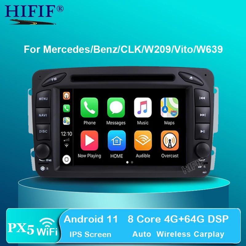 Автомобильный GPS Carplay DSP IPS 4G Android 11 для Mercedes Benz W209 W203 M ML W163 Viano W639 Vito Vaneo DVD-плеер