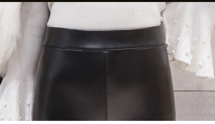 Теплые женские леггинсы кожаные брюки вышивка блесток черные теплые Леггинсы Эластичные Обтягивающие Брюки из искусственной кожи женские леггинсы