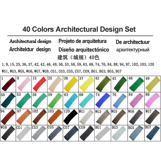 40 Architectural Set TOUCHFIVE маркер 30/40/60/80/168 Цвета маркер для рисования на спиртовой основе чайник ручка для рисования манга двуглавый искусства ручки, маркеры для рисования - Color: 40 Architectural Set