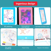 Флуоресцентная доска для рисования светодиодный светящийся доска для рисования волшебные детские игрушки для рисования 3D живопись граффити головоломка подарок легко носить с собой