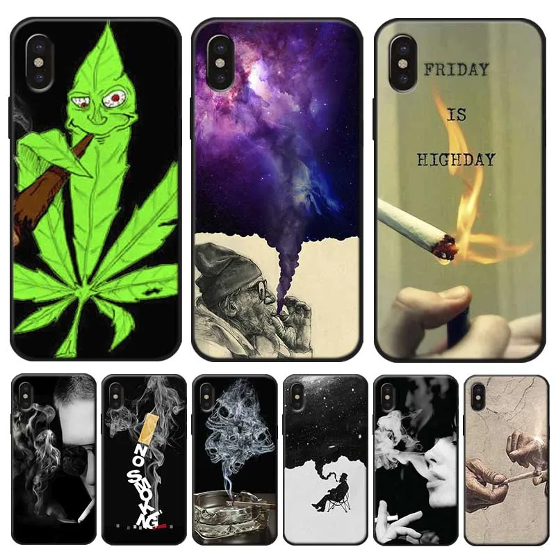

Weed Cigarette Smoking Dominant Cover for iPhone X XS MAX XR 7 8 6 6S plus 5S SE Clear Soft Silicone Phone Case