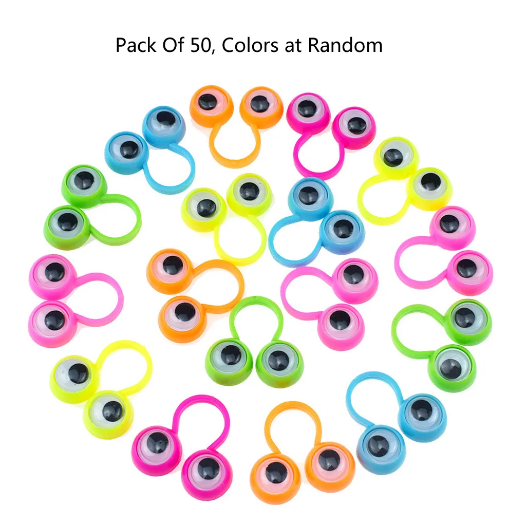 

2020 New 50Pcs Eye Finger Puppets Googly Eyes Rings Eyeball Ring Kit for Kids Party Favor