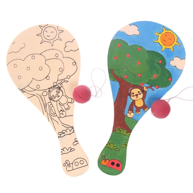 4Options Paddleball Toddler Montessori Educational Racket Early Learning Toy Teaching Racket Interactive DIY