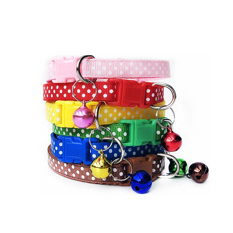 6 Colors Adjustable Cute Dots Pet Puppy Cats Collar Nylon Buckles With