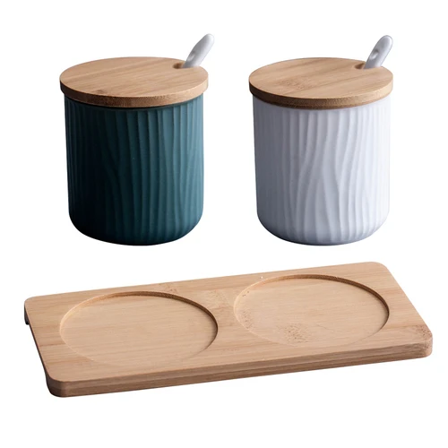 2PCS SET F Керамический горшок для приправ, креативная бутылка для хранения, Скандинавская Бытовая коробка для приправ, емкость для соли, кухонные принадлежности, комбинированный набор - Цвет: 2PCS SET F