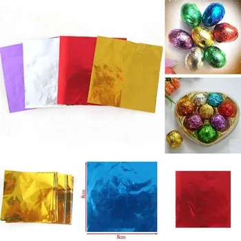 

TTLIFE 100Pcs Food Aluminum Foil DIY Chocolate Candy Package Paper Gift Box Candy Package Foil Paper wrapping 5 Bright Colors