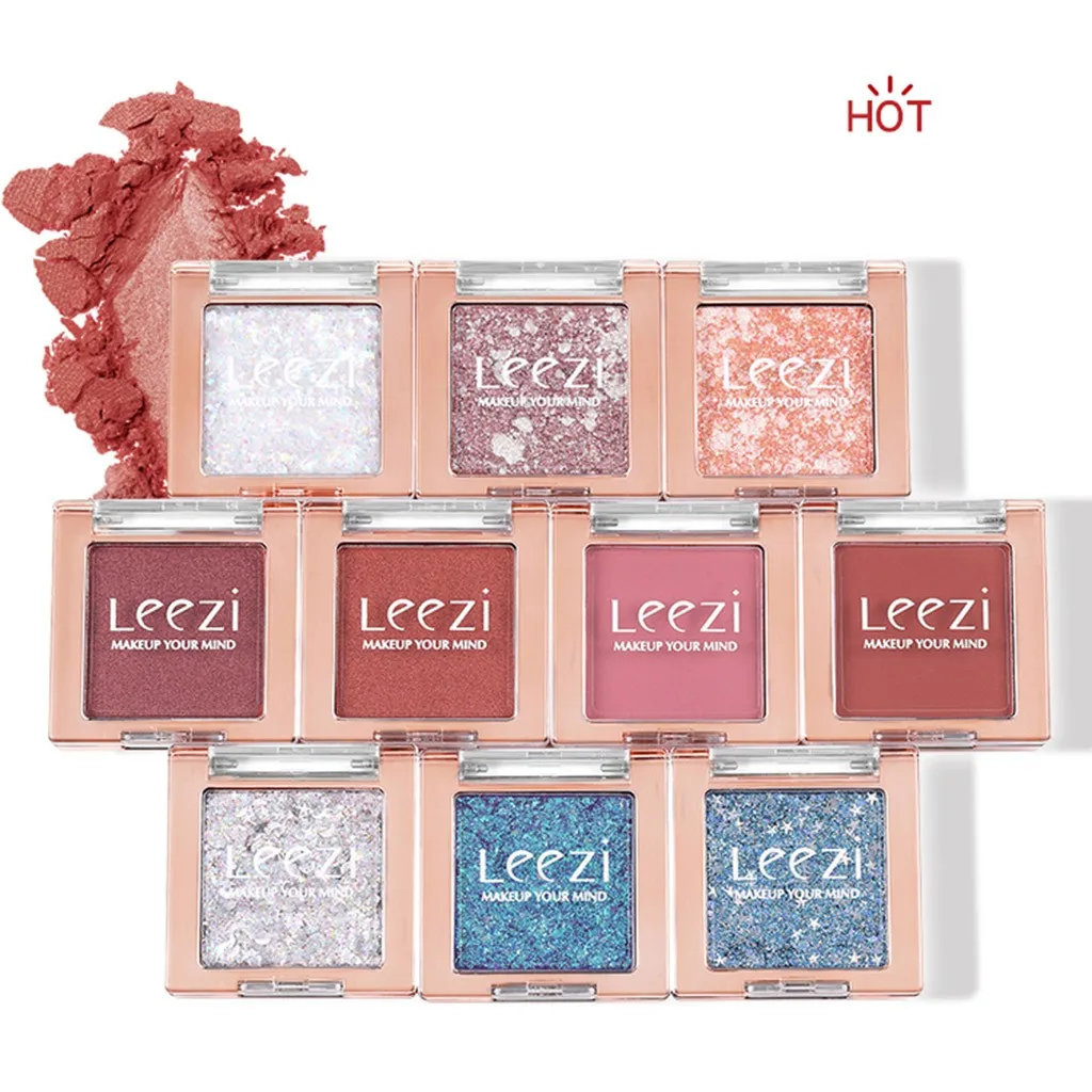 Блестящие тени для век Shimmer Eyeshadow водонепроницаемые монохромные кончики пальцев Cool Trend Eye Shadow Makeup 10 групп цветов