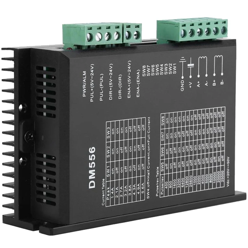 Dm556 2-Phase Stepper Motor Driver 42/57 Stepping Motor Controller 24V-50V Dc8 Level Output Current Step Steeper Motor Driver