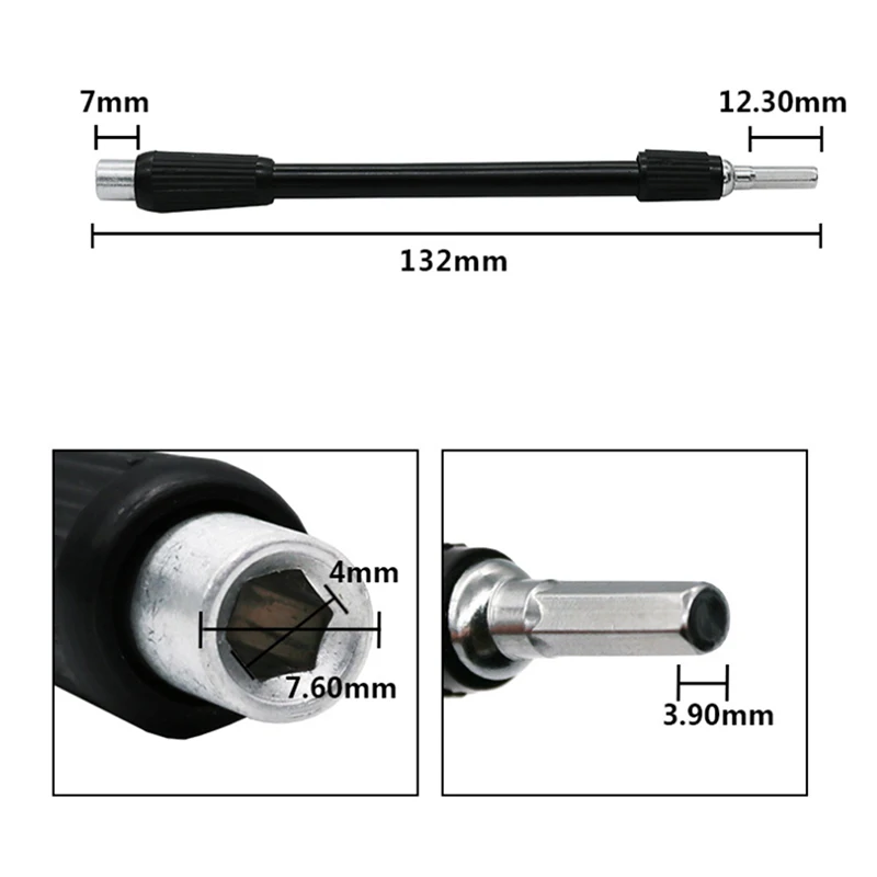 Многофункциональный 129 мм черный удлинитель Мягкая трубка Соединительный вал универсальный вал для электрической дрели электрическая отвертка