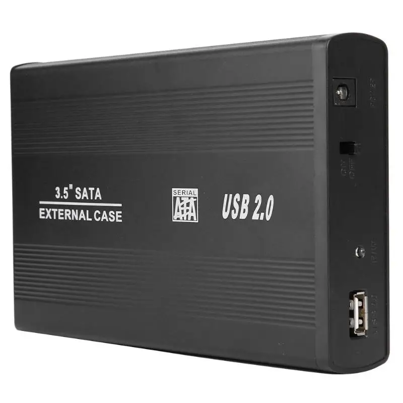 3,5 дюймов корпус для жесткого диска SATA to USB2.0 адаптер Внешний HDD корпус портативный сплав SATA to USB2.0 HDD корпус Чехол EU