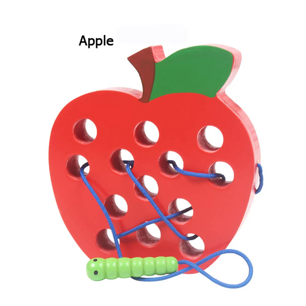Червь едят яблоко игра дети Монтессори обучающая игрушка резьба деревянная форма раннего обучения познание интеллект детская математическая игрушка - Цвет: Apple