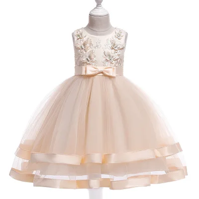 

New children's clothing beaded big bow dress girl princess party dress girl 2-10 birthday christmas dress baby girl clothes