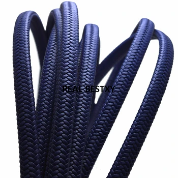 

2m/lot approx 12*6mm blue Microfiber Wide Flat Braided Leather Rope Black String Cord For DIY Bracelet Jewelry Craft Making