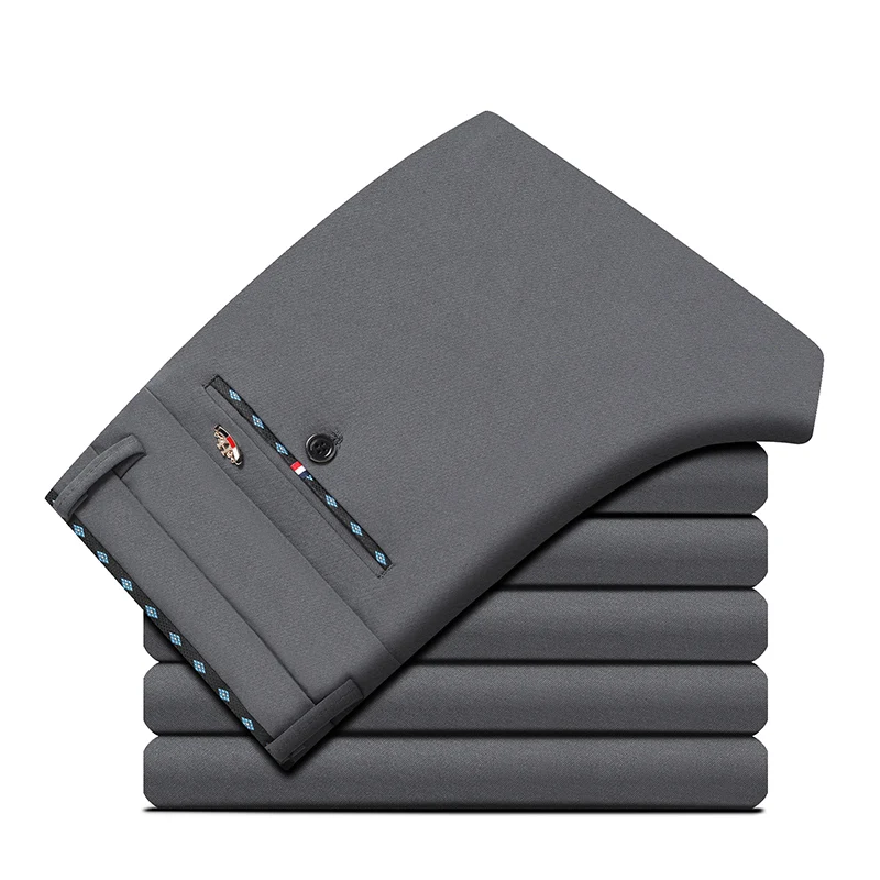 Pantalones elásticos ajustados de estilo coreano para hombre, ropa informal de negocios de moda clásica, para las cuatro estaciones, nuevo