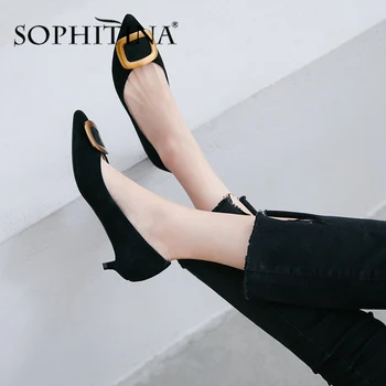 

SOPHITINA New Office Women Flats Metal Decoration Pointed Toe High Quality Comfortable Commute Shoes Slip-On Shallow Flats PO435