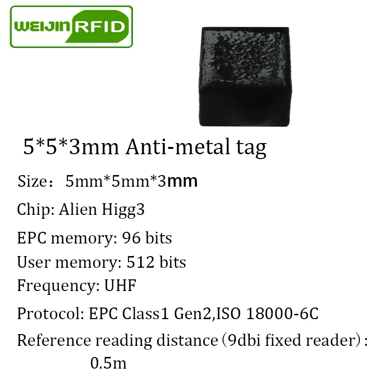 UHF RFID Метка 915 МГц 868 МГц Alien higgs3 EPCC1G2 6C 5*5*3 мм очень маленькие квадратные керамические смарт-карты пассивные RFID метки