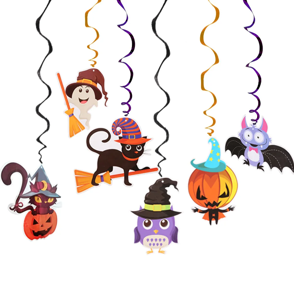 

Hallowen Hanging Ornament Banner Kids Favors Cartoon Witch Bat Ghost Design Props Decorations for Halloween Home Party Supplies