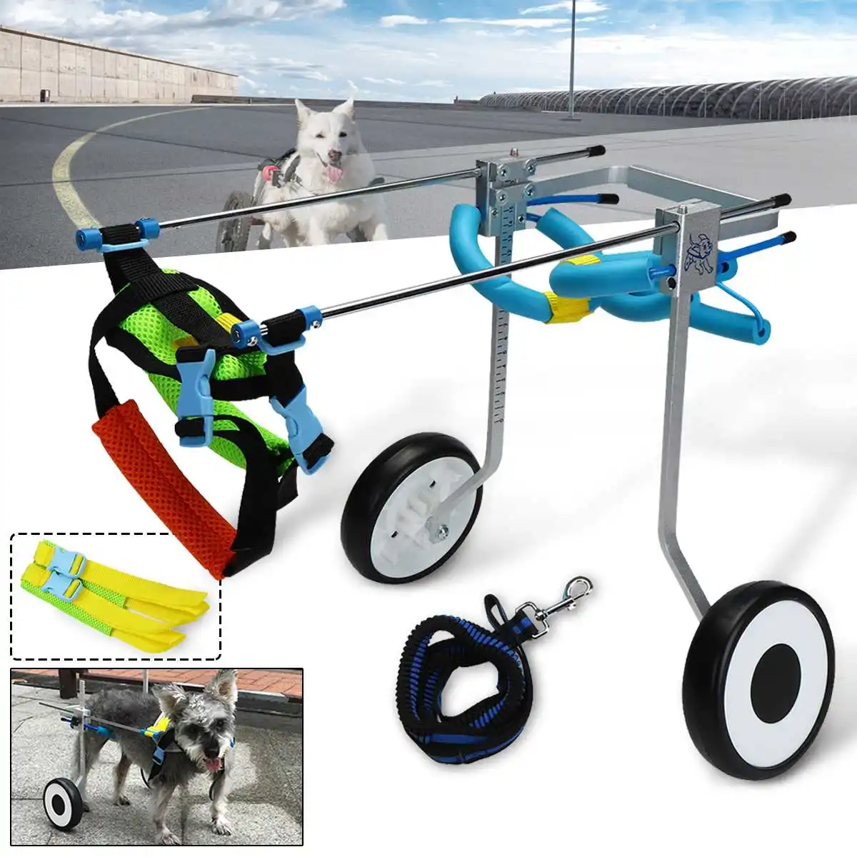 

2 Wheel 5" Pet Dog Cat Wheelchair Aluminium XS Model Walk Cart Scooter For Handicapped Hind Leg can Adjusted Pet Weight 3-15kg