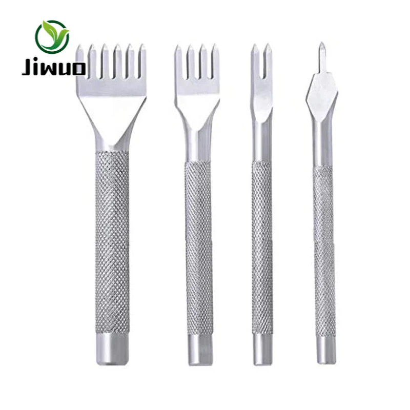 Jiwuo 4mm 1/2/4/6 Prong Stainless Steel Leather Hole Punch Lacing Stitching Handmade Craft Tools Drilling Tool Set | Дом и сад