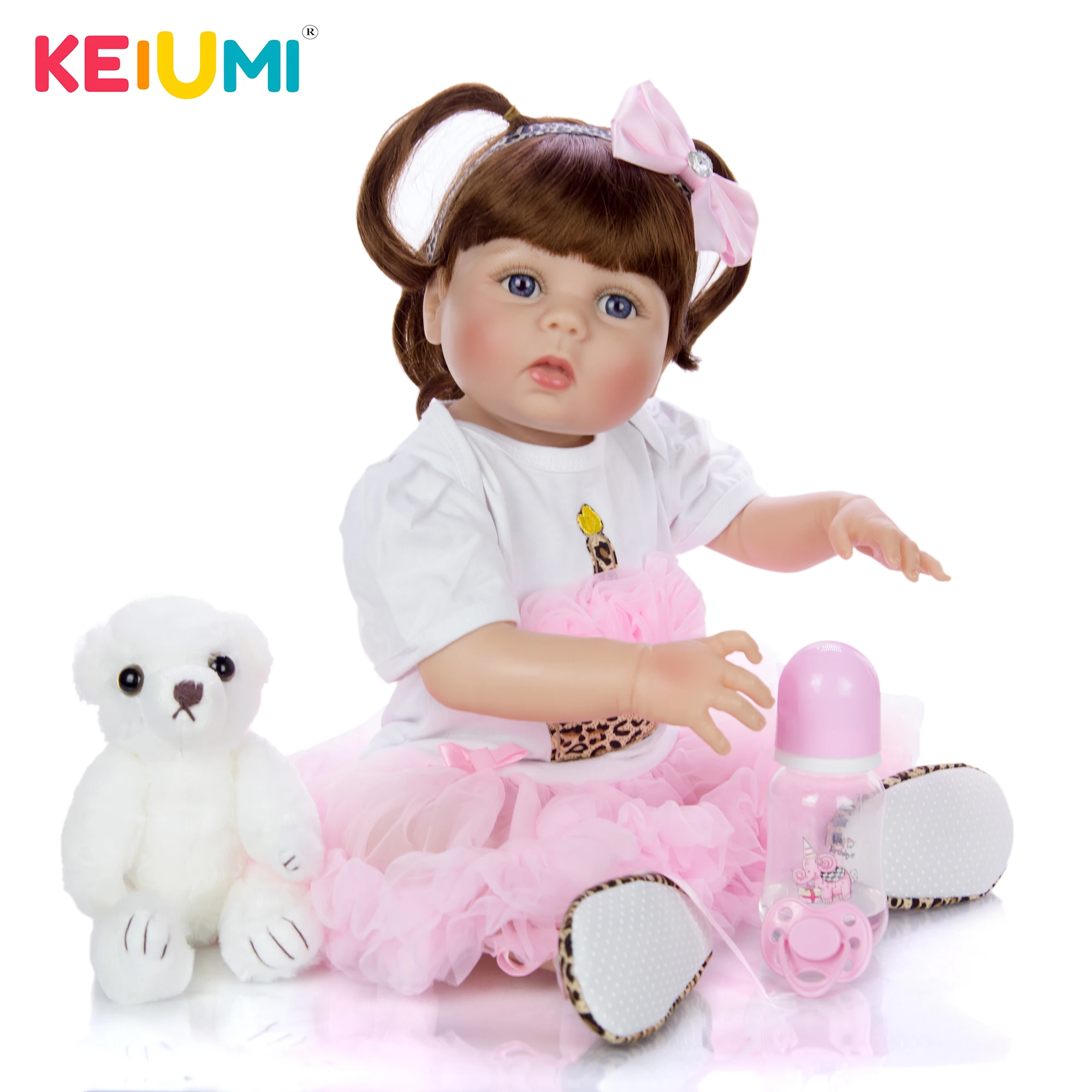 

Lovely 23 Inch 57cm Reborn Boneca Doll Full Silicone Vinyl Body Doll Super Cute Newborn Doll Present Cartoon Doll Best Playmates